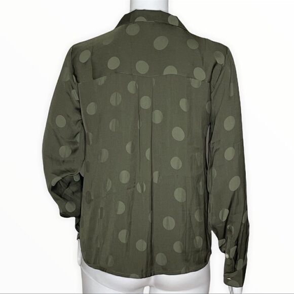 NWT Madewell Jacquard Dot Pajama Shirt Green Top Blouse Button Up S - Picture 3 of 6